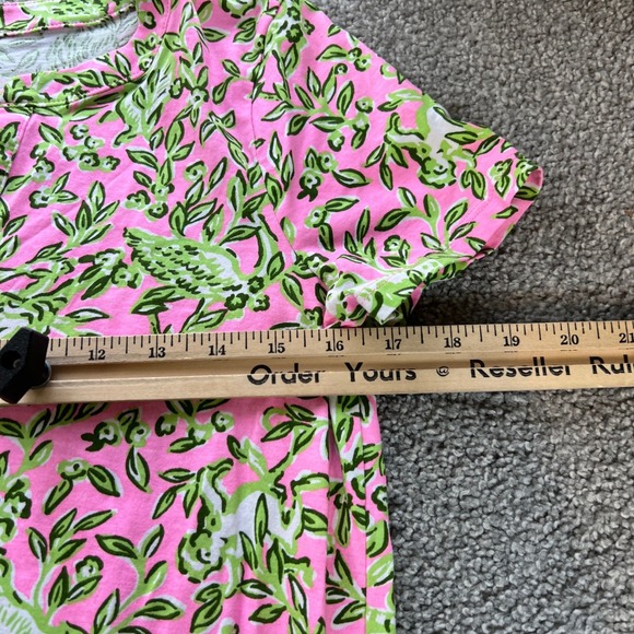 Lilly Pulitzer Dress Womens Small Pink Green Tiger Floral Pima Cotton Mini - Picture 10 of 12